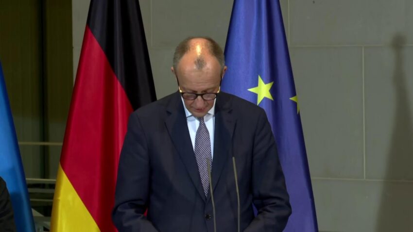 Спілкування Володимира Зеленського і Фрідріха Мерца з медіа